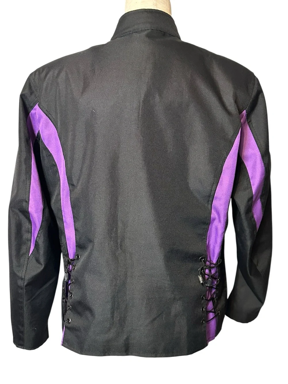 Vance Textiles Black Purple Moto Biker Jacket Lace Up Sides Y2K Cyber Large - Picture 6 of 14